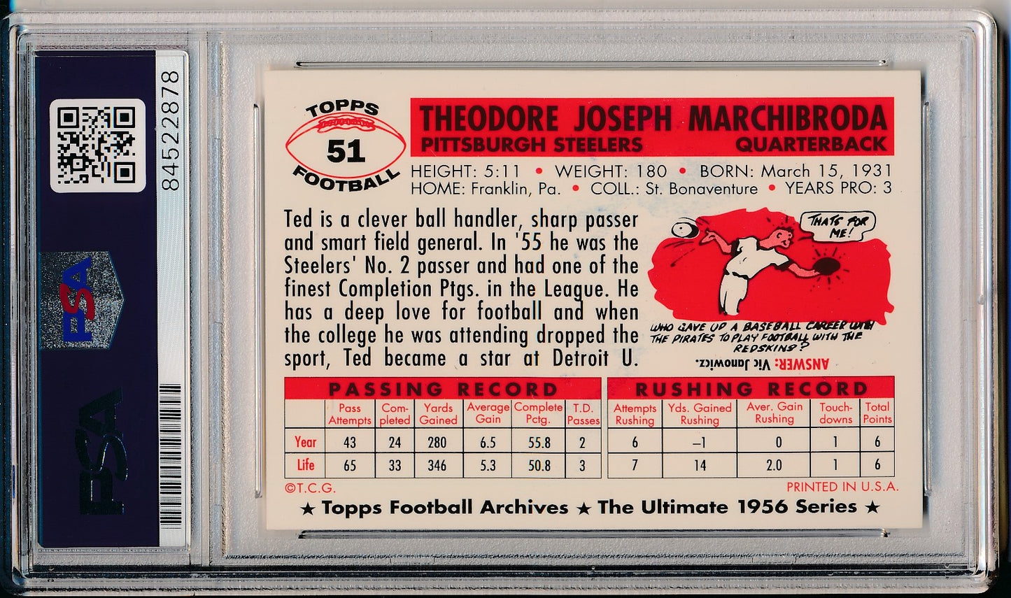 Ted Marchibroda Steelers Signed/Auto 1994 TOPPS Archives Card #51 PSA/DNA 166238