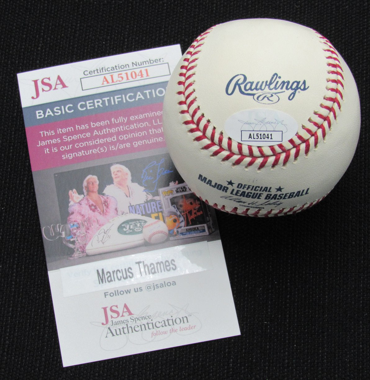 Marcus Thames Signed/Auto Yankees 100th OML Baseball JSA  186781