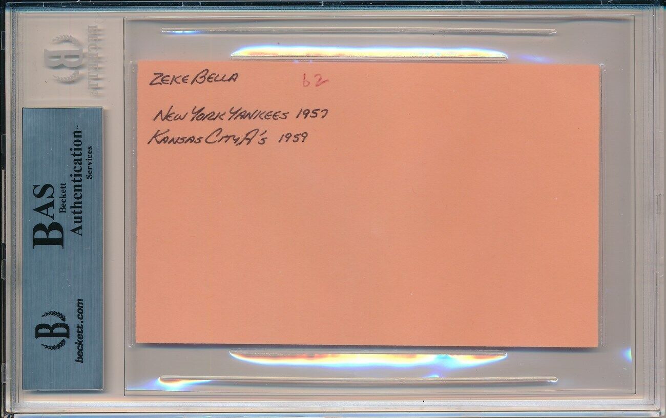 John "Zeke" Bella New York Yankees Signed 3x5 Index Card Beckett 148303