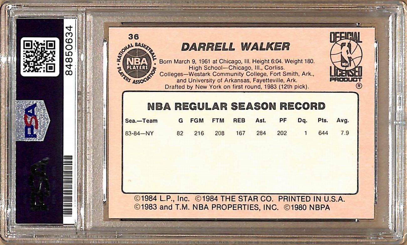 1984-85 Star Company #36 Darrell Walker Knicks Signed/Auto Card PSA/DNA 178871