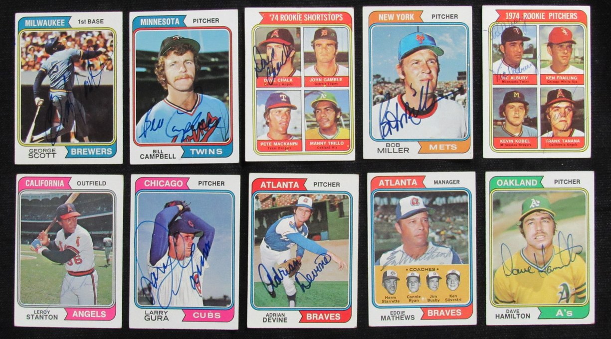 Lot of (37) Autographed 1974 Topps Baseball Cards Jim Perry, Phil Niekro 181388