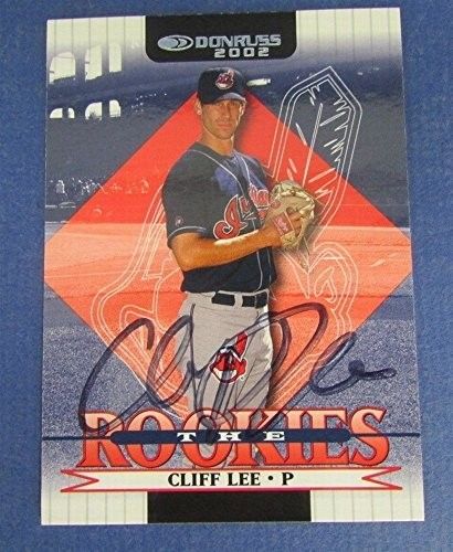 Cliff Lee Indians Phillies Signed 2002 Donruss Rookies Baseball Card #104