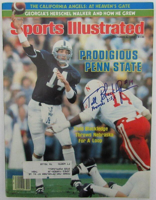 Todd Blackledge PSU Penn State Signed Sports Illustrated Magazine JSA 141925