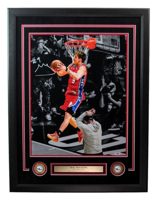 Mac McClung Autographed 16x20 Photo Philadelphia 76ers Framed PSA/DNA 179047