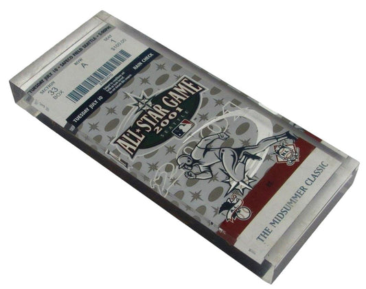 July 10, 2001 MLB All-Star Game Full Ticket in Lucite Case Seattle 181459