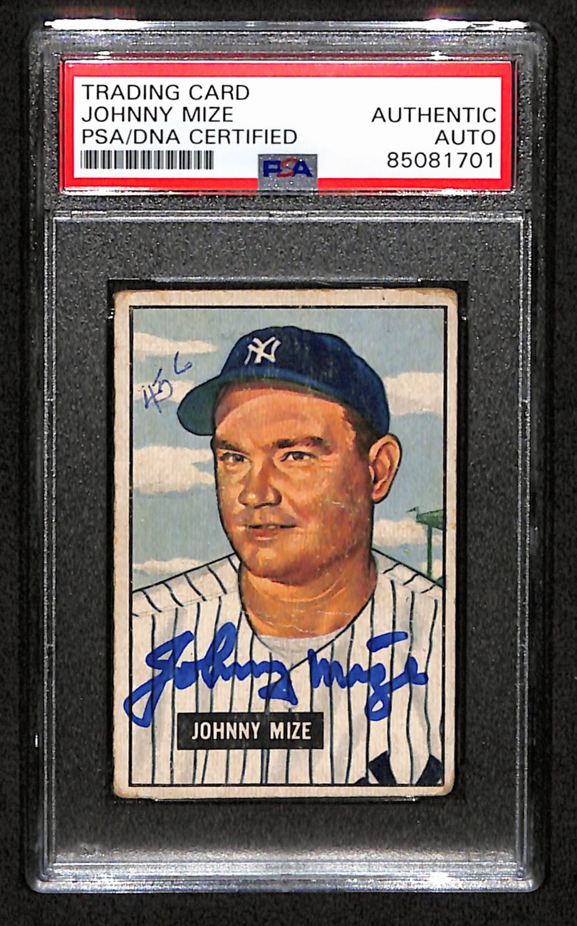 Johnny Mize HOF Signed 1951 Bowman Card #50 New York Yankees PSA/DNA 184487