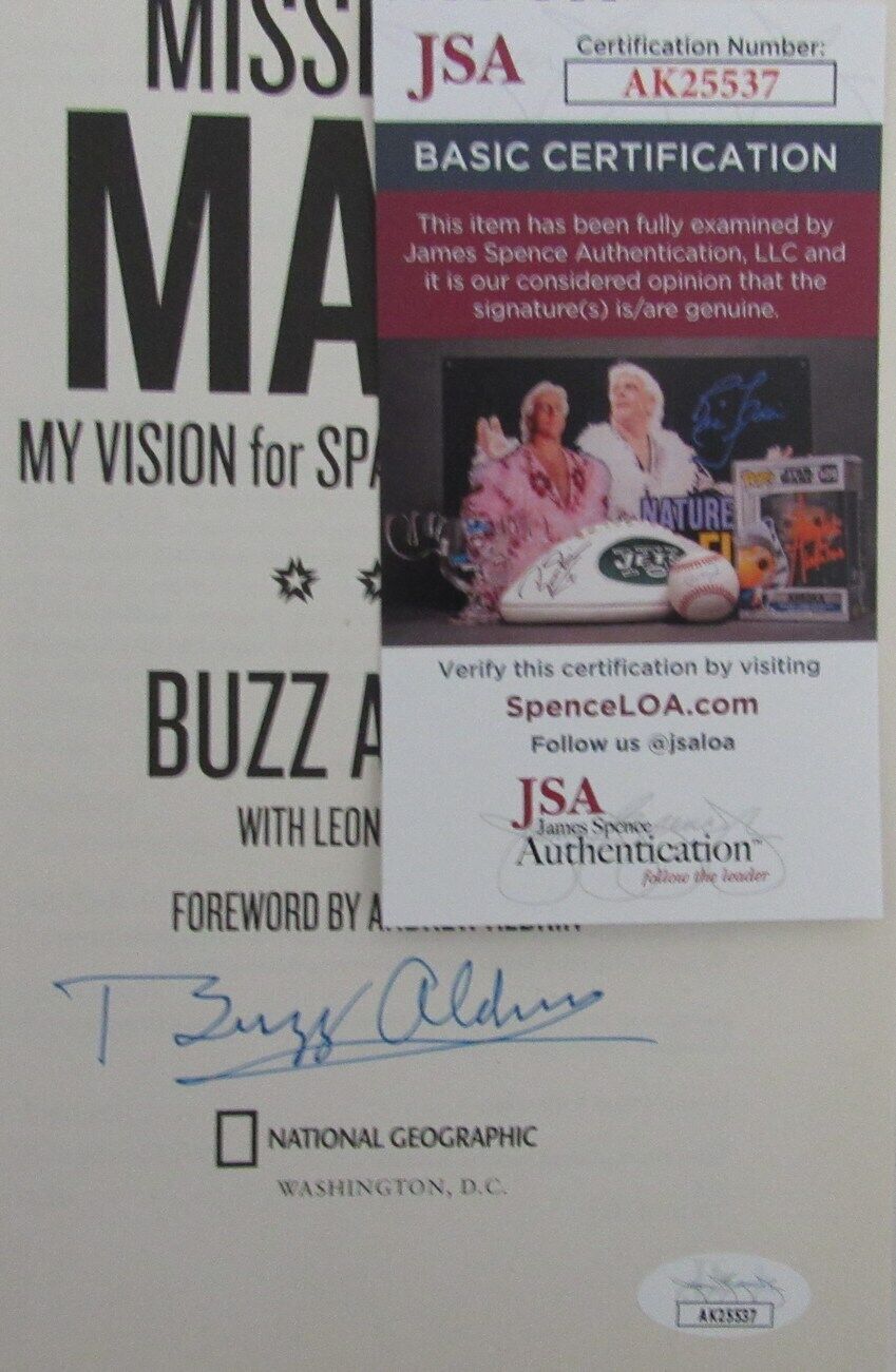 Buzz Aldrin Autographed/Signed Moon Man  "Mission To Mars" Book JSA 179874