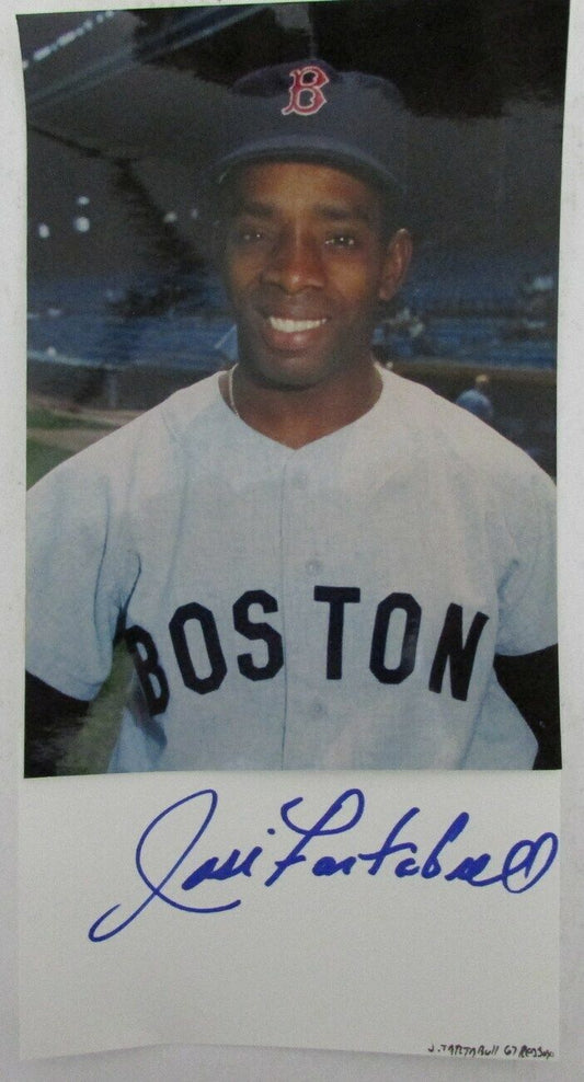 Jose Tartabull 1967 Boston Red Sox Signed 3x5 Index Card with 5x7  Photo 158542