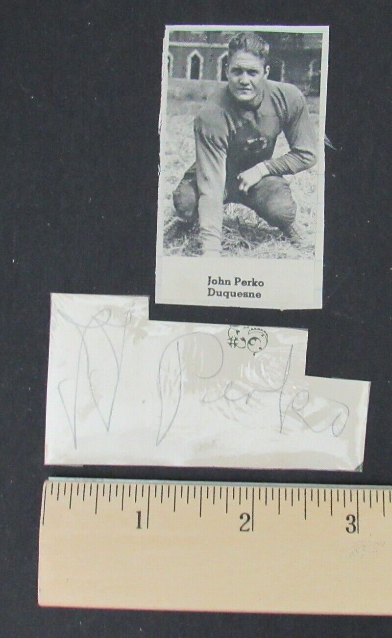 John Perko Duquesne/Pittsburgh Steelers d.1973 Signed Cut  PSA/DNA 150190