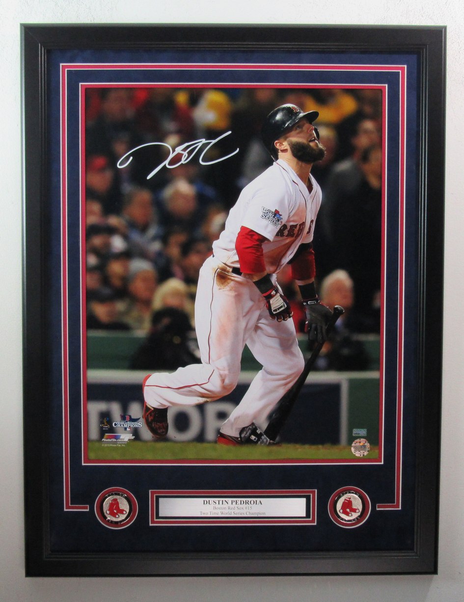 Dustin Pedroia  Autographed 16x20 Photo Boston Red Sox Framed  186286