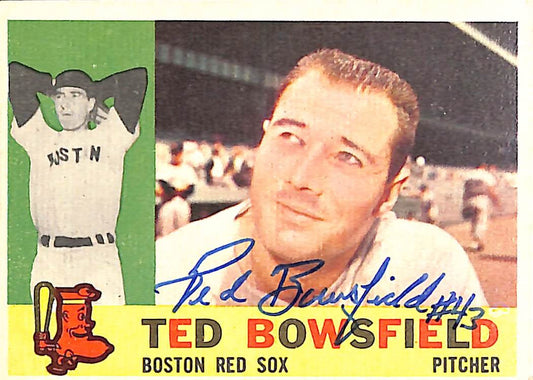 1960 TOPPS #382 Ted Bowsfield Boston Red Sox Signed/Auto Card 190998