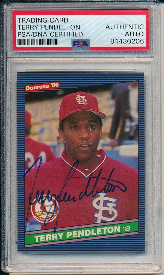 Terry Pendleton Cardinals Signed/Auto 1986 Donruss Card #205 PSA/DNA 164187