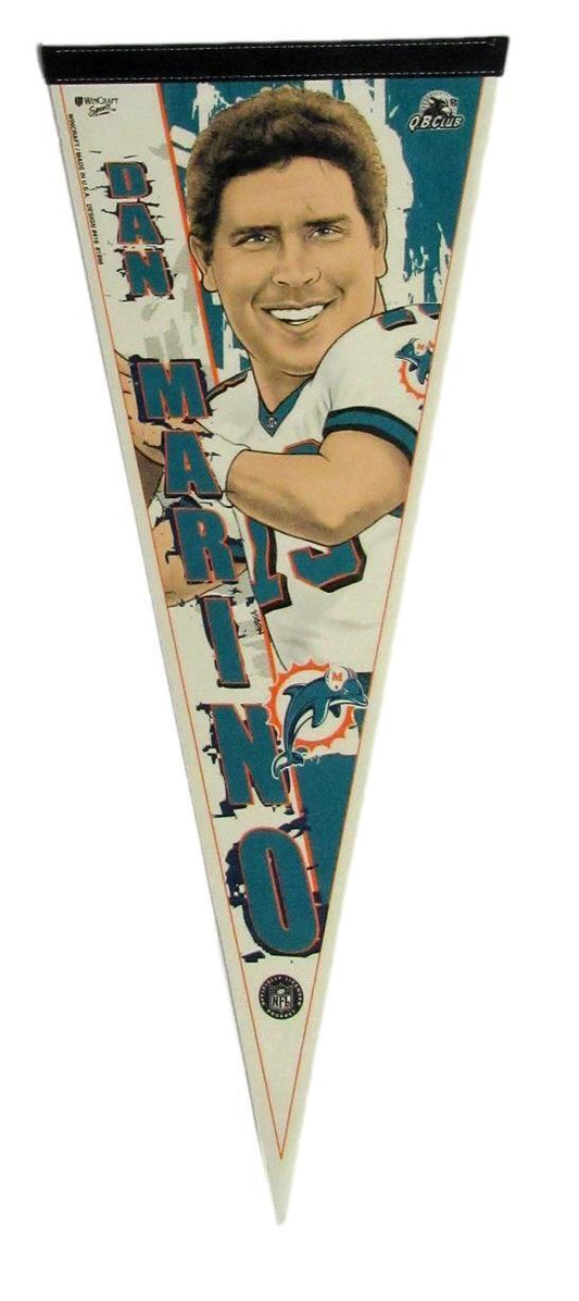 Vintage 1990's Dan Marino Miami Dolphins NFL Football 30x12 Felt Pennant