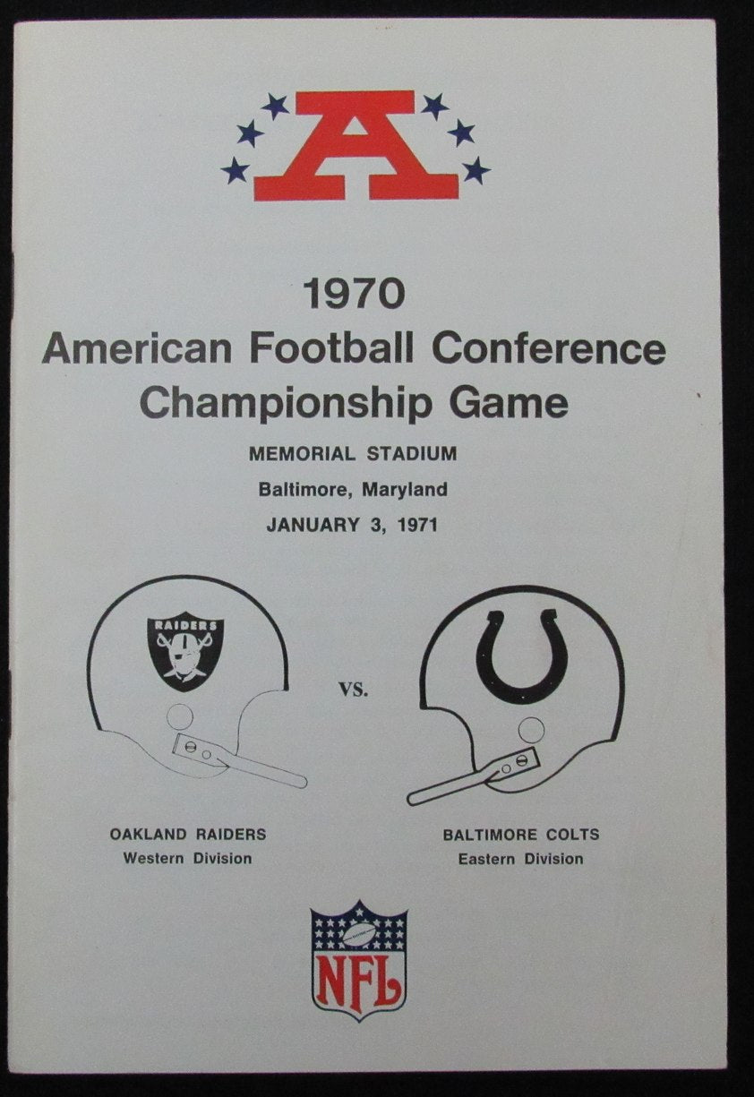 1970 NFL AFC Championship Game Media/Press Guide Raiders vs. Colts 188817