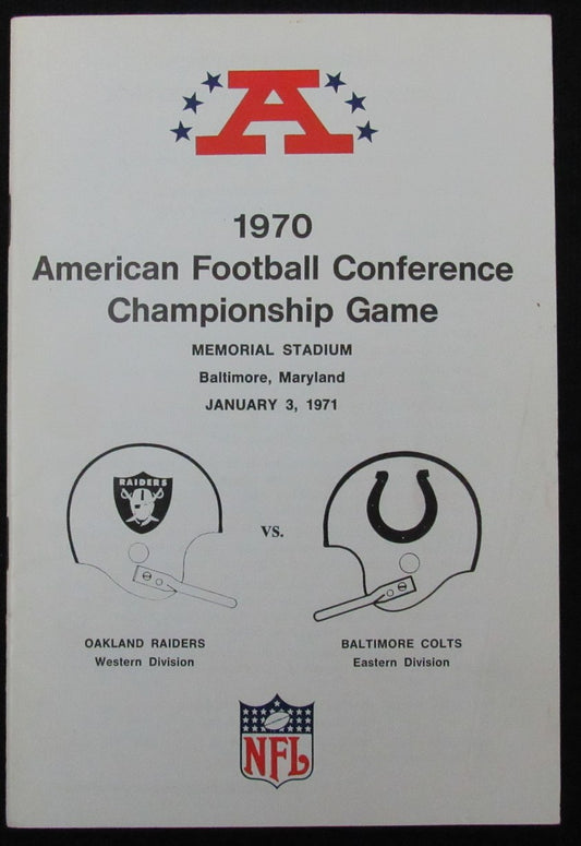 1970 NFL AFC Championship Game Media/Press Guide Raiders vs. Colts 188817