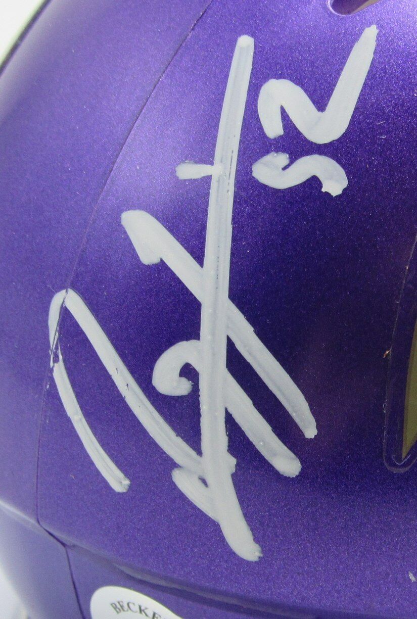 Ray Lewis HOF Signed/Auto Ravens Flash Mini Football Helmet Beckett 166579