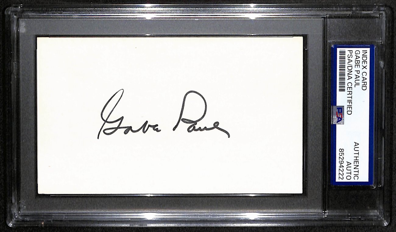 Gabe Paul Signed/Autographed 3x5 Index Card Cleveland Indians PSA/DNA 190623