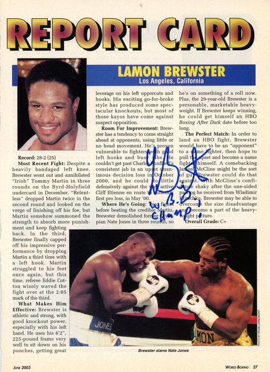 Lamon Brewster Autographed/Inscribed Magazine Photo Boxing Champ 177638