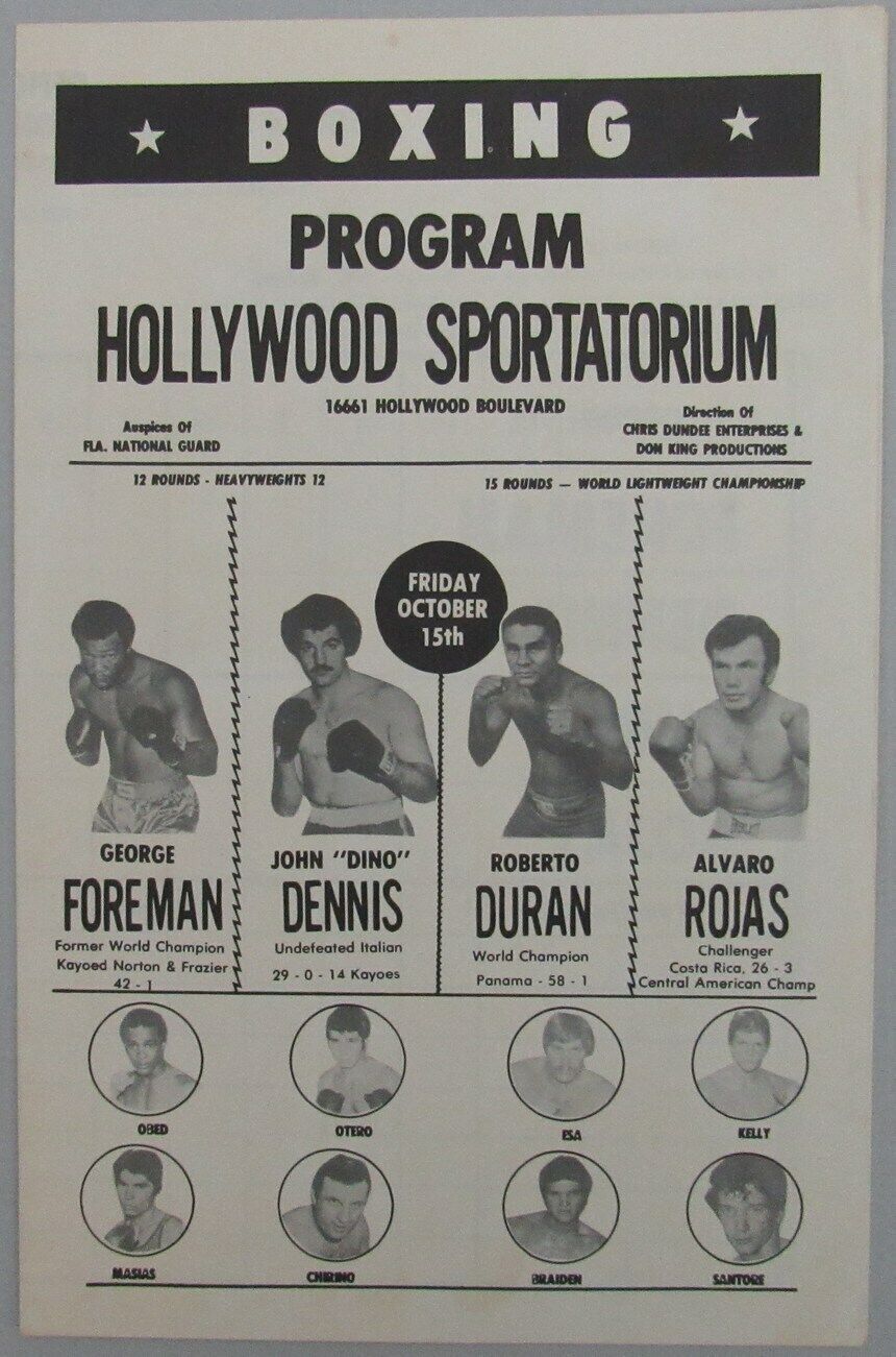 George Foreman vs. John "Dino" Dennis 1976 Official Boxing Program 162282