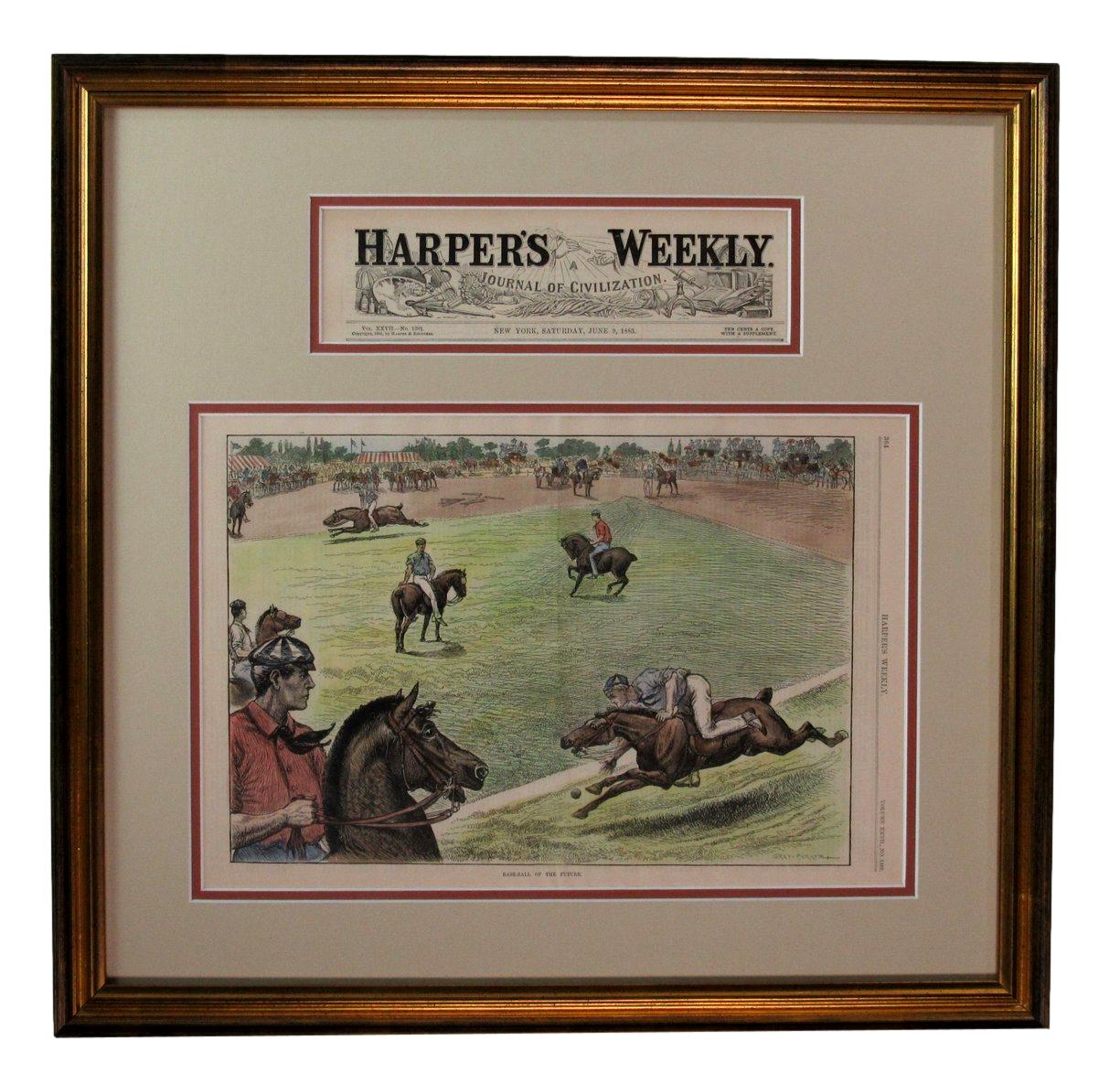 June 9, 1883 Harper's Weekly Newspaper Baseball of Future Photo Framed 190158