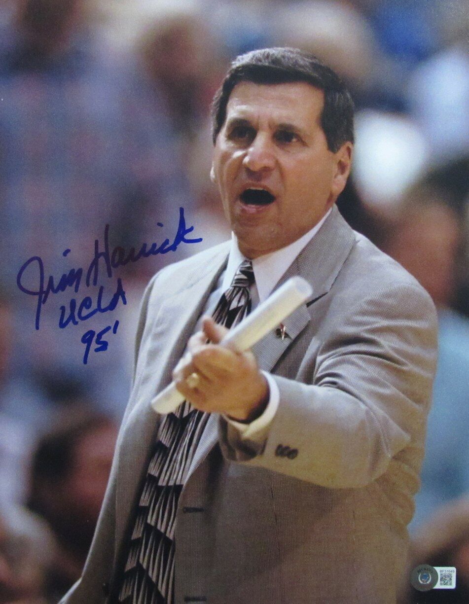 Jim Harrick Autographed/Inscribed 11x14 Basketball Photo UCLA Beckett