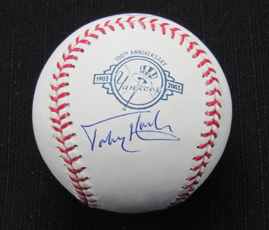 Toby Harrah Signed/Auto Yankees 100th OML Baseball MAB 87023