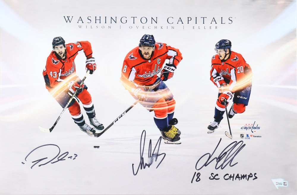 Alexander Ovechkin, Lars Eller, Tom Wilson Capitals Multi-Signed/Inscribed 12x18 Photo Fanatics 187643