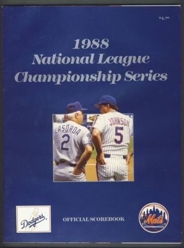 1988 NLCS Program Los Angeles Dodgers Lasorda New York Mets Johnson