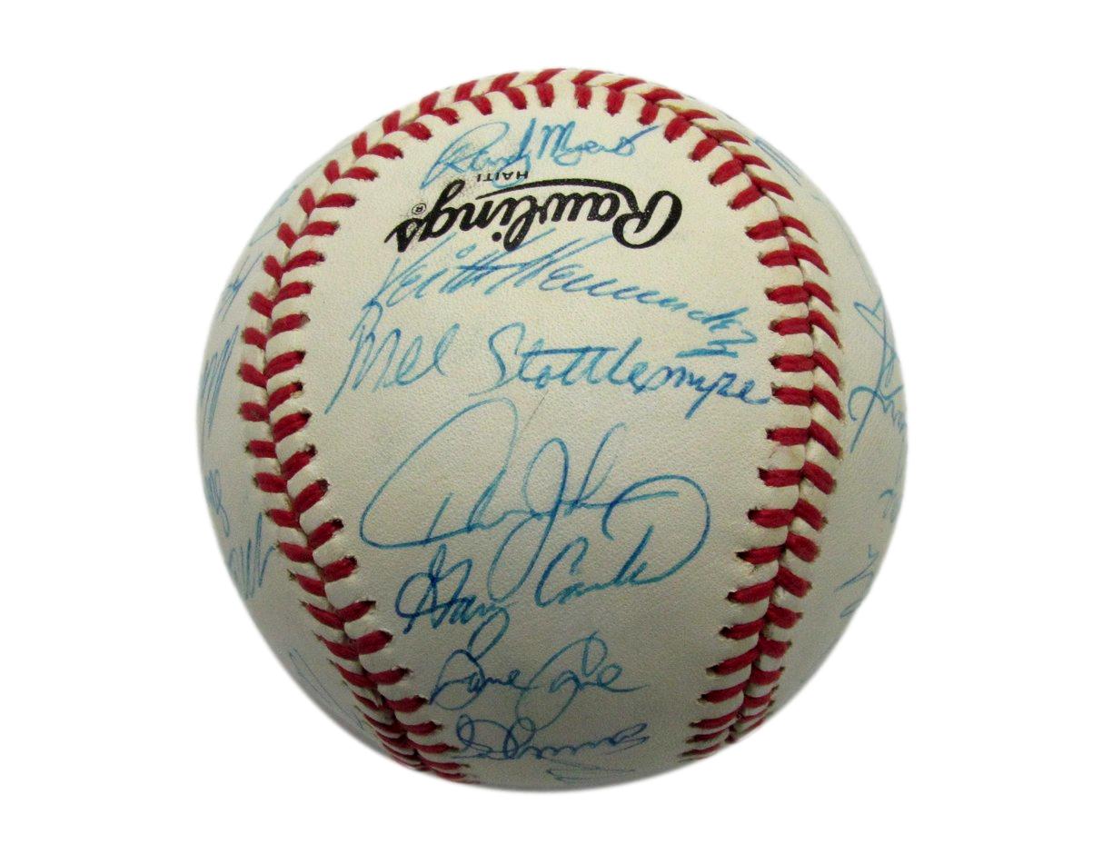 1989 Mets Team Signed by 29 Players ONL Baseball Johnson Carter (HOF) 187269