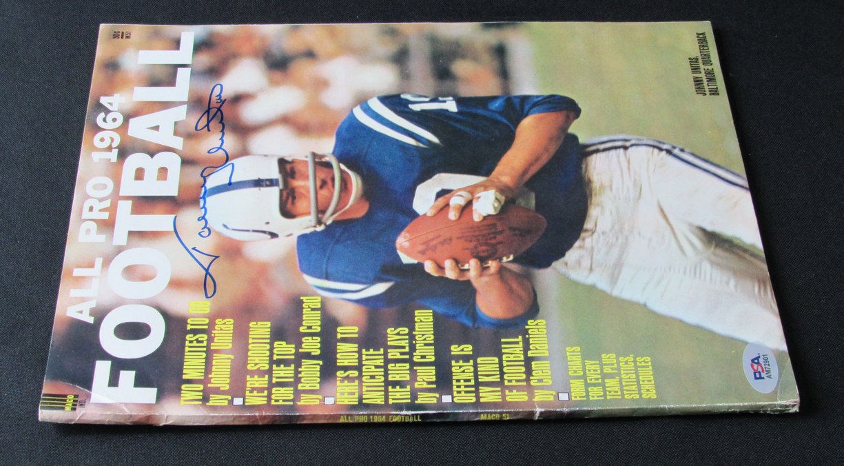 Johnny Unitas HOF Signed All Pro 1964 Football Magazine Colts PSA/DNA 184609