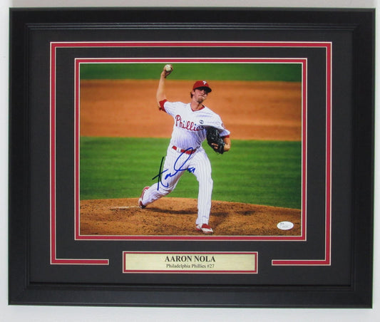 Aaron Nola Philadelphia Phillies Signed 11x14 Photo Framed JSA 500044