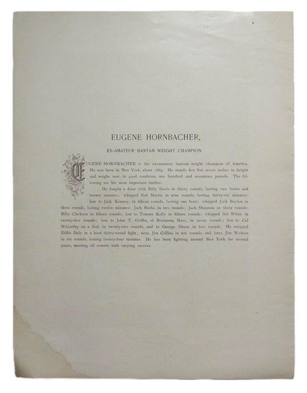 Eugene Hornbacher Boxer d.1915 1895 Boxing Gladiators 11x15 Supplement Poster