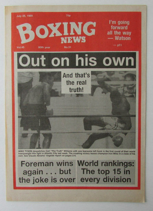 July 28, 1989 Boxing News Magazine Mike Tyson vs. Carl "The Truth" Williams