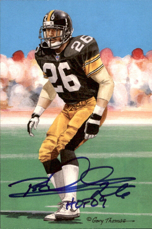 Rod Woodson HOF Autographed/Inscribed Goal Line Art GLAC Postcard Steelers JSA