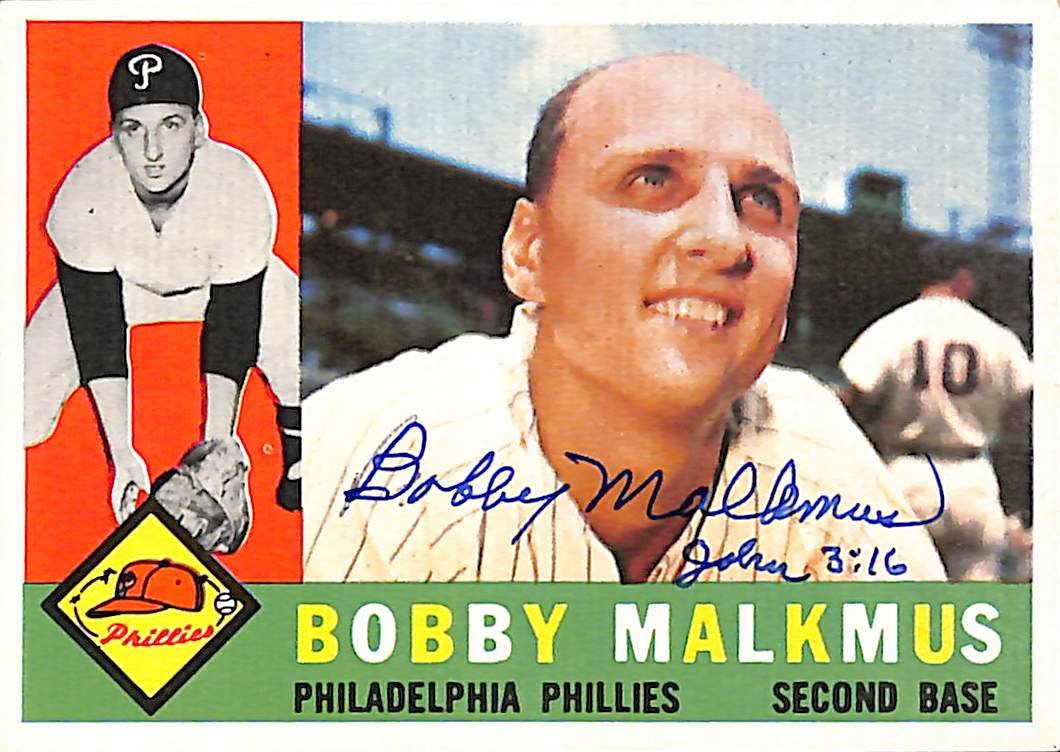 1960 TOPPS #251 Bobby Malkmus Philadelphia Phillies Signed/Auto Card 190983