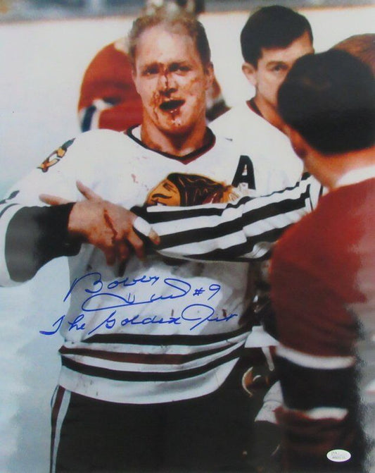 Bobby Hull Black Hawks Signed/Inscribed 16x20 Color Photo JSA 139998