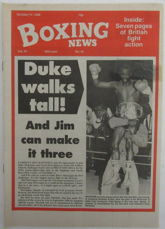 October 14, 1988 Boxing News Magazine Duke McKenzie 167734