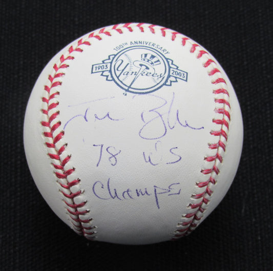 Jim Beattie Signed/Auto Yankees 100th OML Baseball JSA Inscr 186933