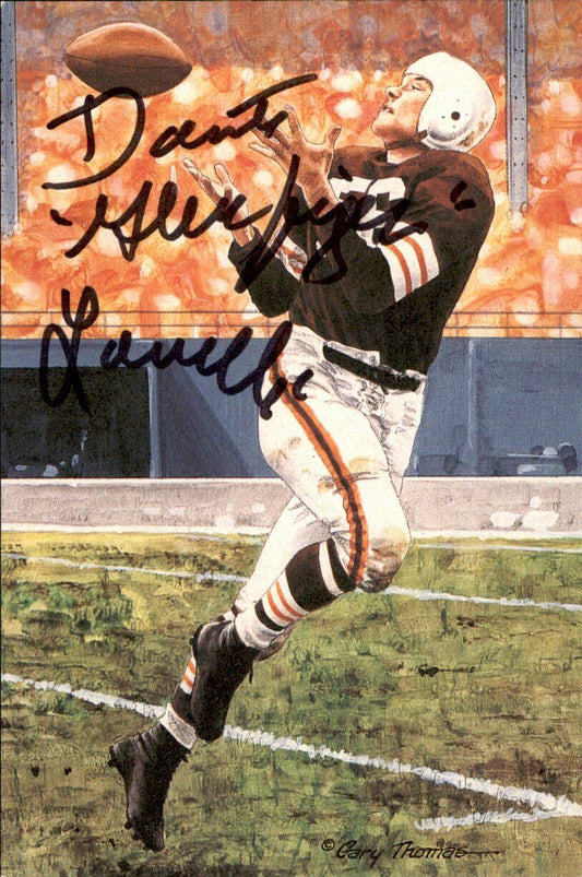 Dante Lavelli HOF Browns Signed/Inscr Goal Line Art GLAC Postcard JSA 167144