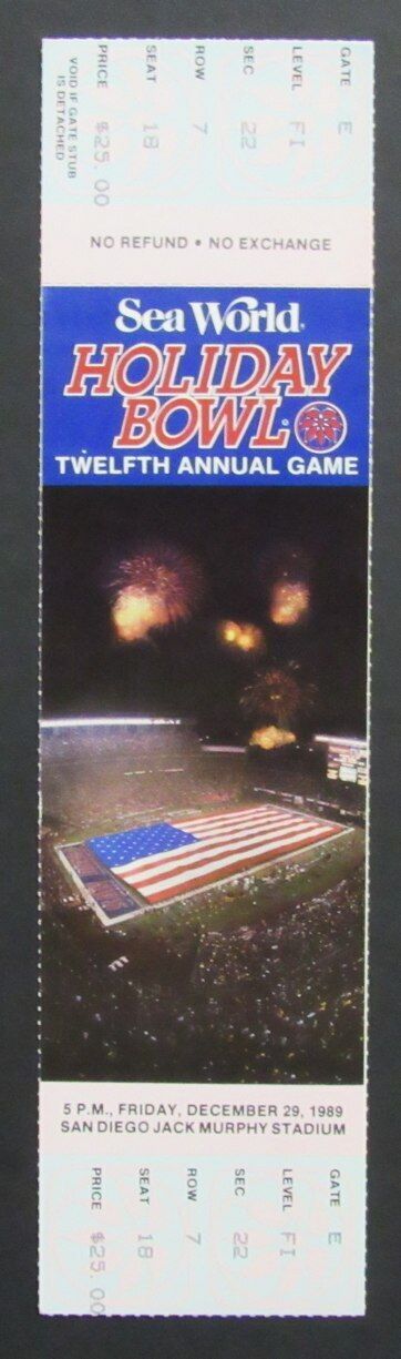 1989 Holiday Bowl College Football Game Full Ticket Penn State vs. BYU