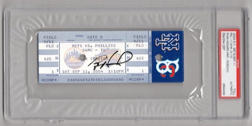 Ryan Howard Phillies Signed Full Ticket 9/11/2004 1st MLB Home Run PSA 129470