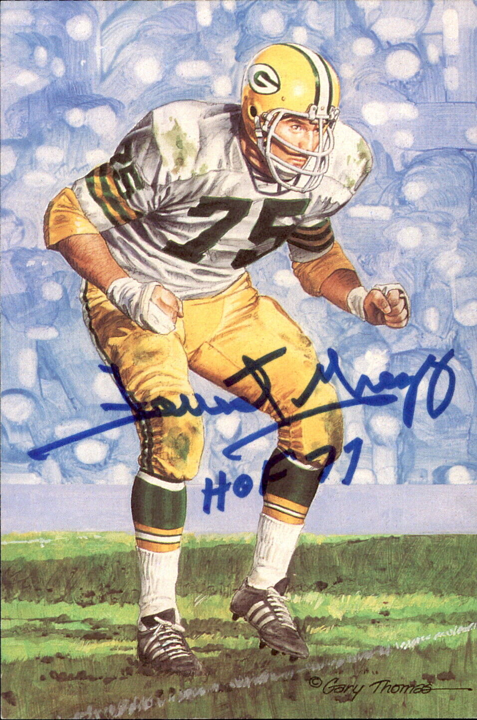 Forrest Gregg HOF Autographed/Inscribed Goal Line Art GLAC Postcard Packers JSA