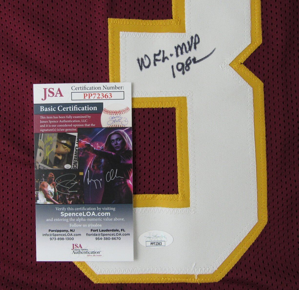 Mark Moseley Signed/Inscribed Maroon Washington Redskins Custom Jersey JSA