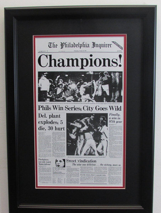 1980 Philadelphia Inquirer "Champions" Phillies Print Framed Newspaper 136622