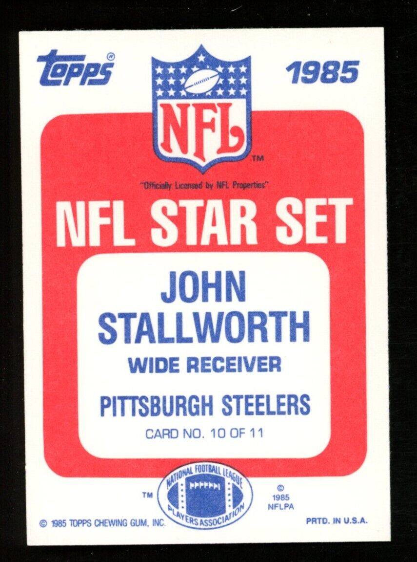 1985 Topps NFL Star Set John Stallworth HOF Card #10 of 11 Pittsburgh Steelers