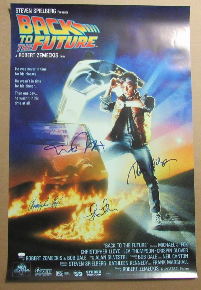 "Back to the Future" Multi-Autographed by 4 Actors 27x40 Movie Poster JSA