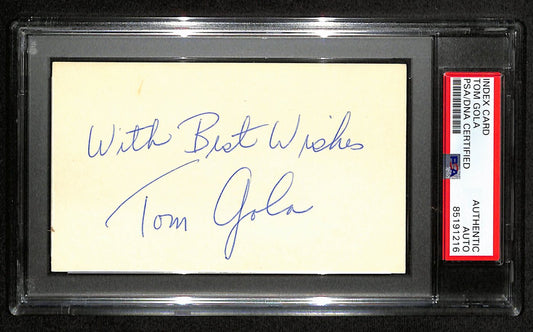 Tom Gola HOF Signed/Inscribed 3x5 Index Card New York Knicks PSA/DNA 188587