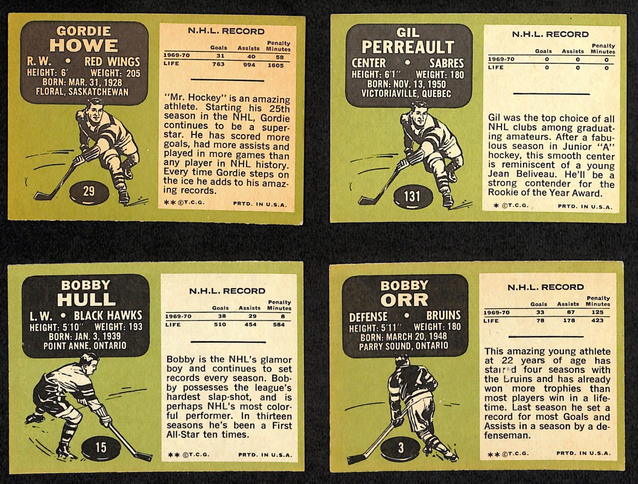 1970-71Topps Hockey Complete Set (132) Cards Howe Orr Hull Perreault 189195