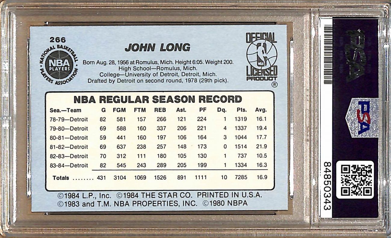 1984-85 Star Company #266 John Long Pistons Signed/Auto Card PSA/DNA 178954