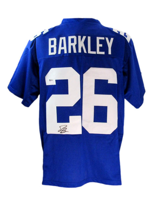 Saquon Barkley Signed Blue Custom Football Jersey New York Giants Beckett 186597